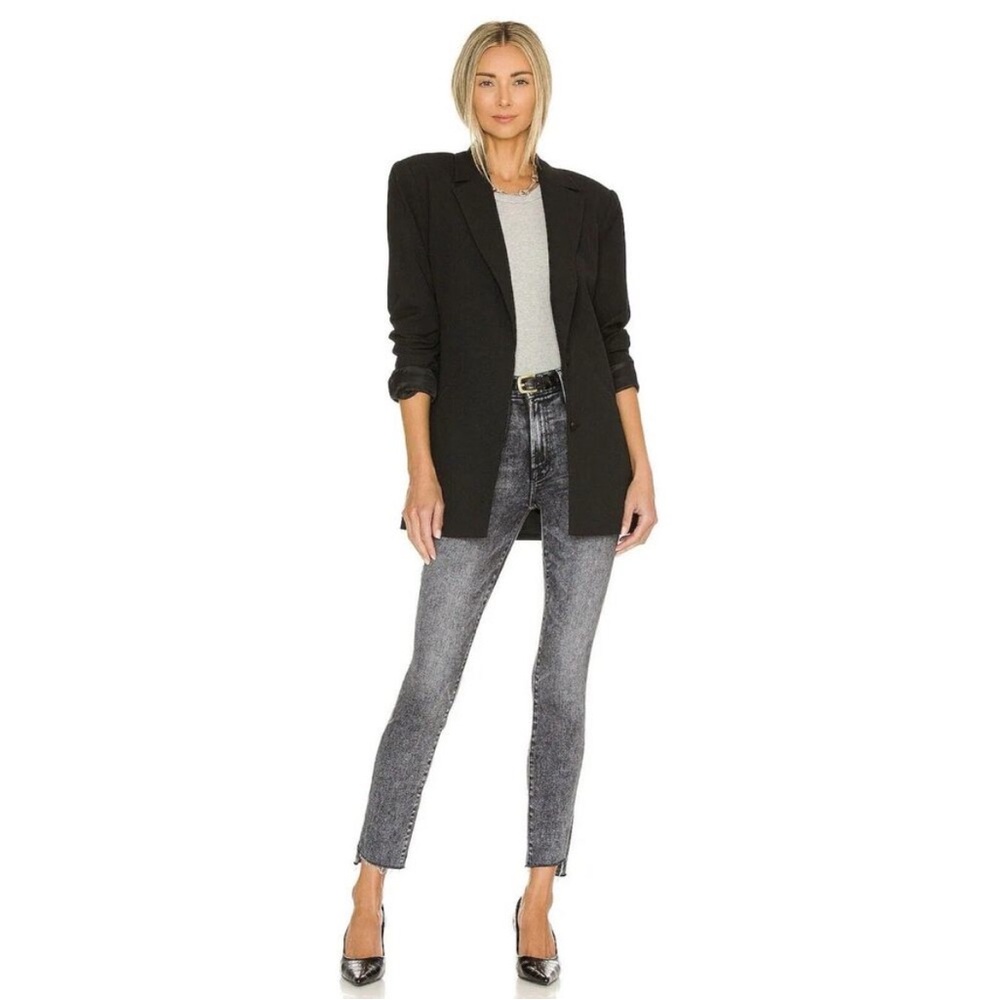 Mother Denim Stunner Zip Ankle Step Fray Jeans Black‎ Train Stops Size 25
